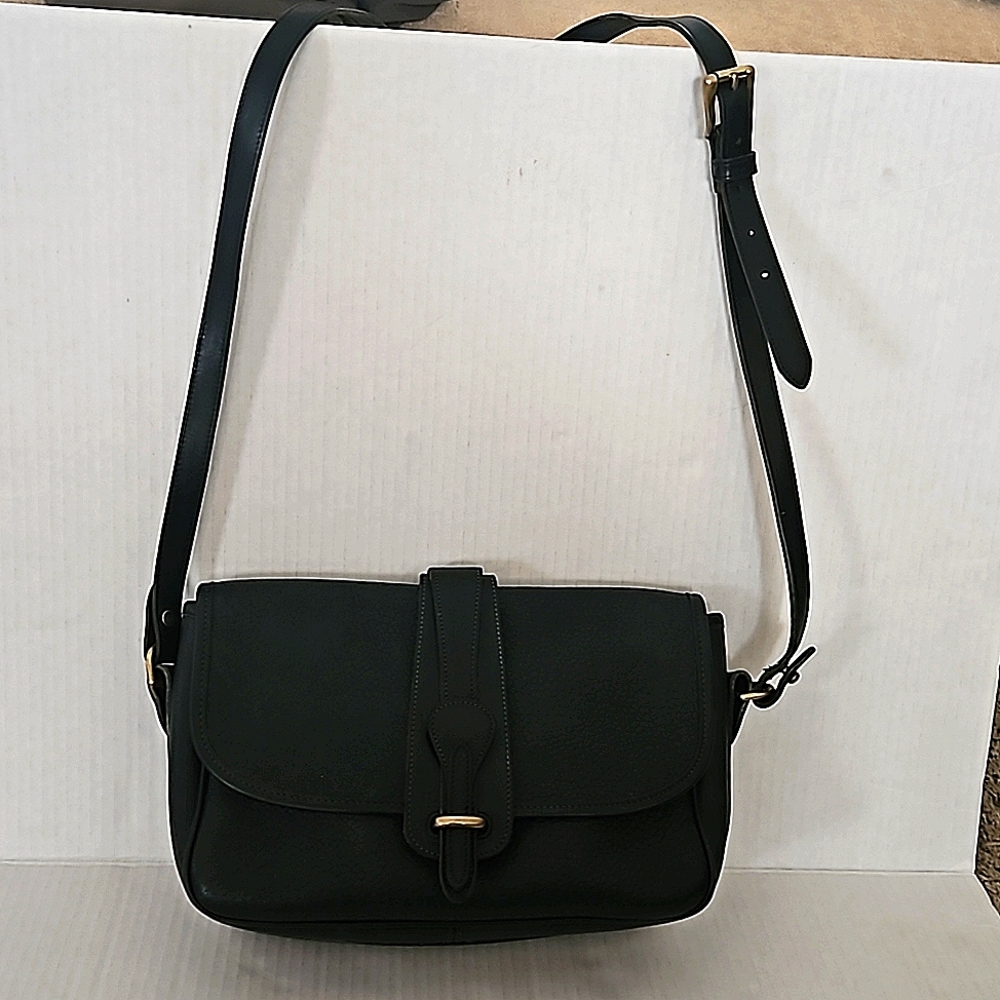Vintage Dooney & Bourke Equestrian All Weather Leather Crossbody Bag Black